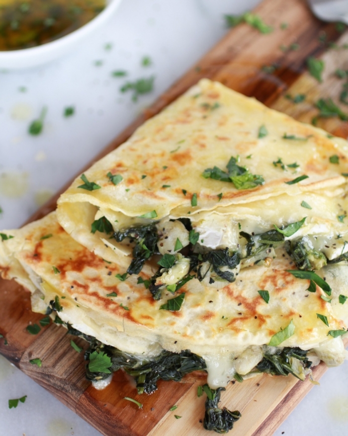 crêpe salé - Recette Crêpe Épinards Artichaut Brie